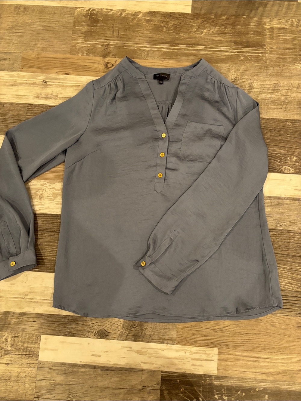 Light Blue Long-Sleeve V-Neck Blouse